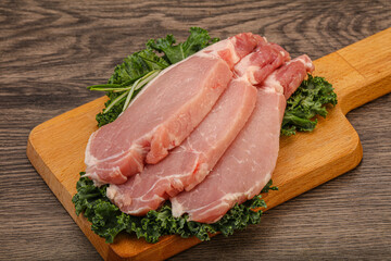 Raw pork steak for cooking
