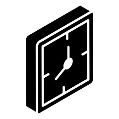 
Glyph isometric icon of a wall clock
