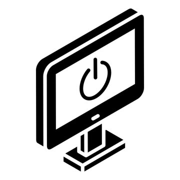 
Lcd Device Power Off, Glyph Isometric Icon Of Monitor Switch Off
