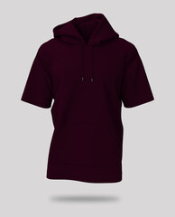 Blank hooded sweatshirt mockup for print, isolated on white background, 3d rendering, 3d illustration