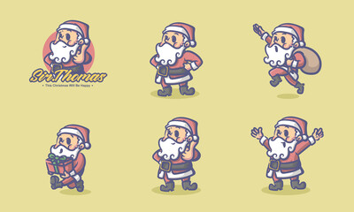 Santa brings  gifts retro cartoon