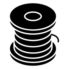 
Coil reel, glyph isometric icon of wire spool 
