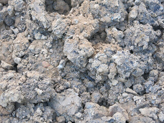 plowed and dug brown soil for background