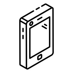 
Handheld device, glyph isometric icon of mobile 
