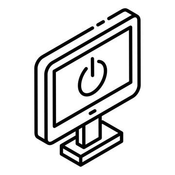 
Lcd Device Power Off, Glyph Isometric Icon Of Monitor Switch Off
