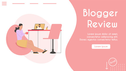 Fototapeta na wymiar Vector banner of Blogger review concept