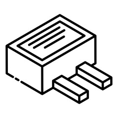 
Polyester capacitor icon of glyph isometric style, battery component  
