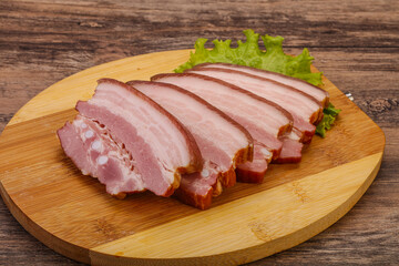 Tasty smoked pork brisket slice