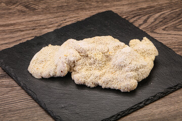Raw meat schnitzel for roast