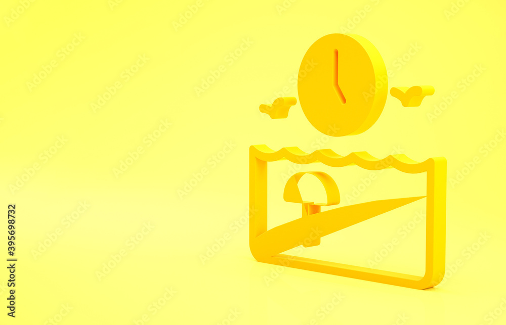 Wall mural Yellow Vacation time icon isolated on yellow background. Minimalism concept. 3d illustration 3D render.