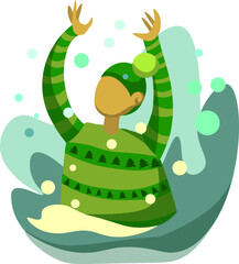 Guy wathing snowfall. Vector illustration