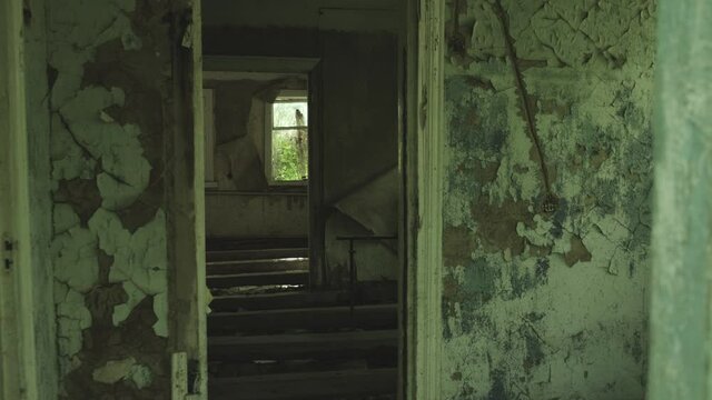 Interior of abandoned house in Zalissya, Chernobyl 