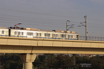 A picture of indian metro train with selective focus
