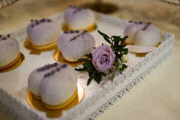 Obraz na płótnie Canvas beautiful stylish and delicious sweet desserts. candy bar. wedding celebrations