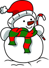 Snowman with Santa hat