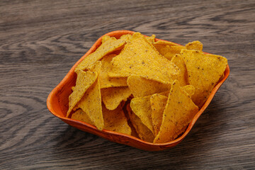 Mexican crunchy corn nachos triangle