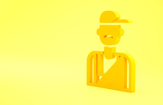 Yellow Plumber Icon Isolated On Yellow Background. Minimalism Concept. 3d Illustration 3D Render.