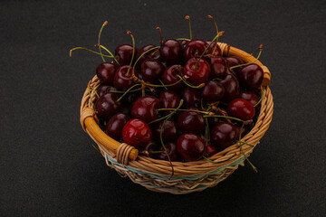 Sweet cherry in the basket