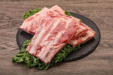 Raw pork ribs for cooking