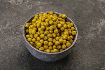 Marinated green pea in the bowl
