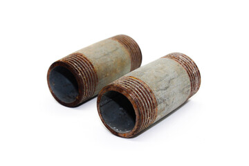 A picture of steel pipes isolated on white background