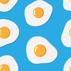 Bright pop art vector seamless pattern of fried eggs