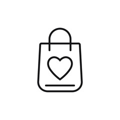 Shopping bag with heart vector icon