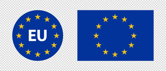 Europe Circle Stars Symbols - Vector Illustrations Isolated On Transparent Background
