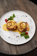 Eggs Benedict with smoked salmon, poached eggs