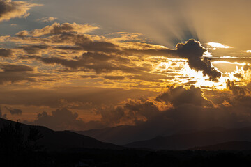 Molise, Mainarde, sunset. The Mainarde mountain range extends along the border between Molise and...