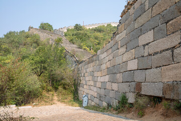 Dilapidated and unrepaired section of the Huanghuashui Great Wall in Beijing, China