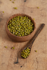 mung beans on dark surface