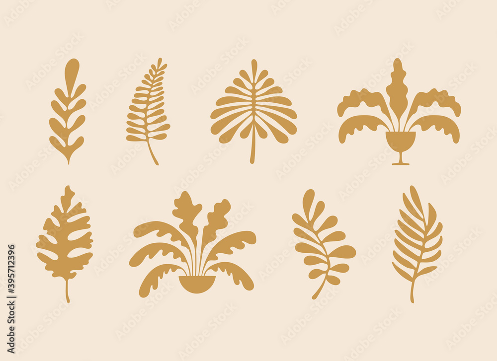Aufkleber vector logo design template in simple minimal style with hand-drawn leaves