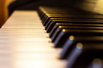 Close-up of electronic piano keys.