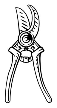 black and white pruning shears clip art preview