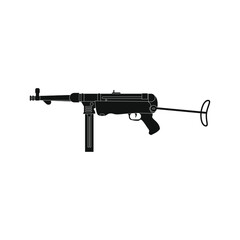 submachine gun warfare gun on white background