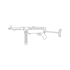submachine gun warfare gun on white background