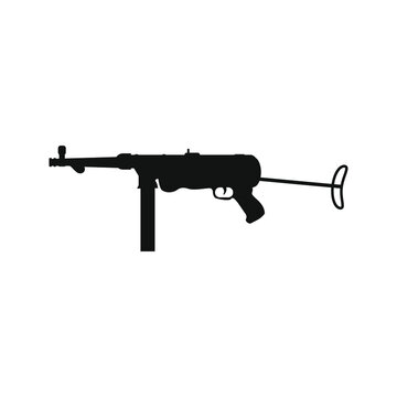 submachine gun warfare gun on white background