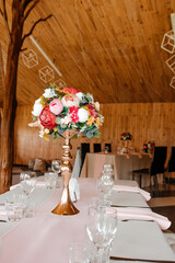 Floral decor of the restaurant. wedding decorations