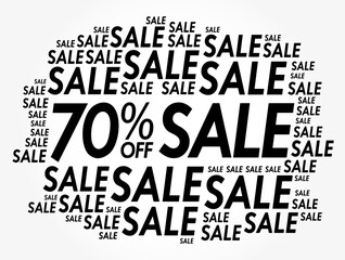 70% OFF Sale word cloud collage, business concept background