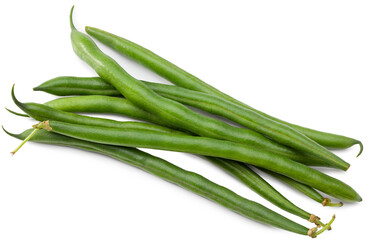 green beans isolated on white background. Clipping path and full depth of field