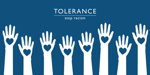 raised human hands with heart isolated on white background vector illustration EPS10