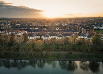 Fototapeta na wymiar Aerial view of Barnes in Richmond, south west London