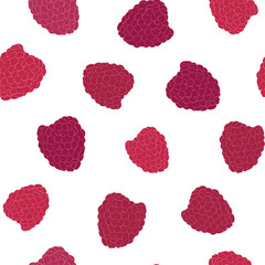 Vector line raspberry seamless pattern. Monochrome background berries