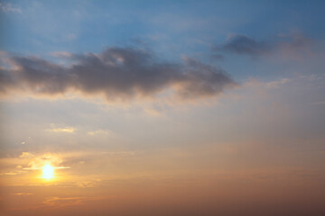 Fototapeta na wymiar Sky with dawn in soft light