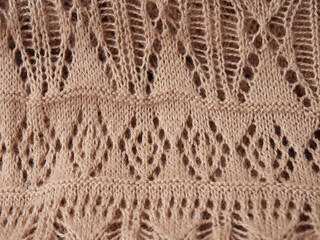 Knitted background. Knitted texture. A sample of knitting from wool. Knitting Pattern.