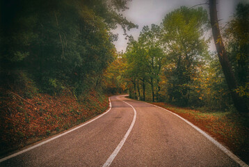 Strada della campagna toscana in autunno