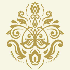 Oriental golden pattern with arabesques and floral elements. Traditional classic ornament. Vintage pattern with arabesques