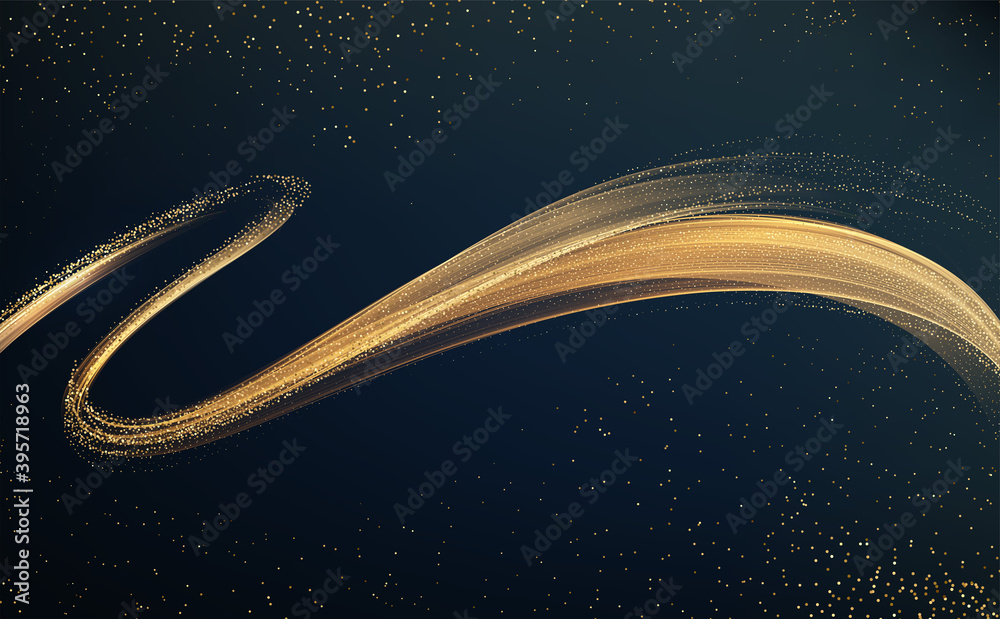Aufkleber Abstract shiny color gold wave design element