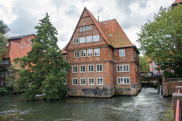 Fototapeta na wymiar Old Mill (Ratsmühle Lüneburg) in Luneburg (in german Lüneburg) Lower Saxony (in german Niedersachsen) Germany